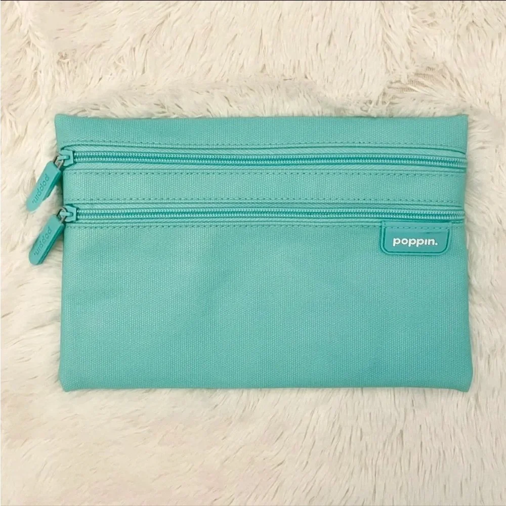 Poppin Aqua Zipper Pencil Case/Pouch